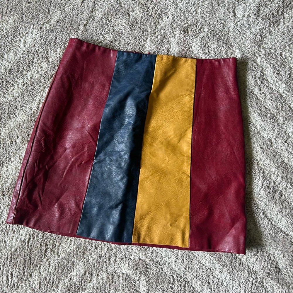 Wild Honey Red, Blue, and Yellow Mini Skirt